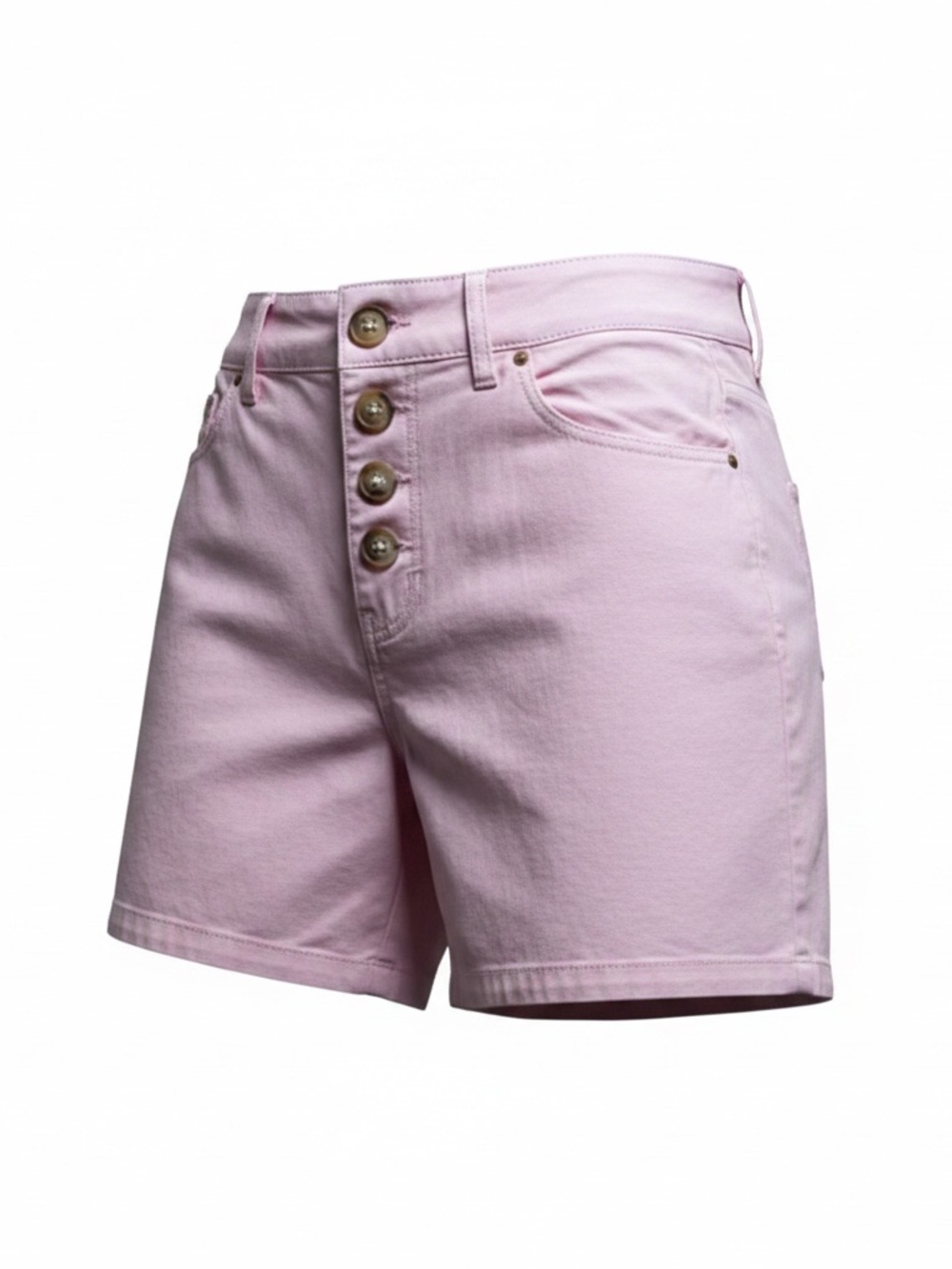 LOFT Soft Pink High-Waist Button-Front Shorts